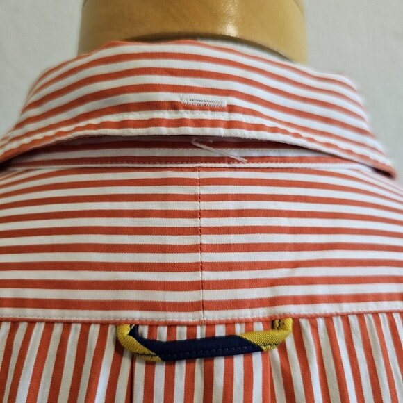 Vintage Ralph Lauren Rugby Orange Striped Cotton Long Sleeve Collared Shirt L - Picture 8 of 14